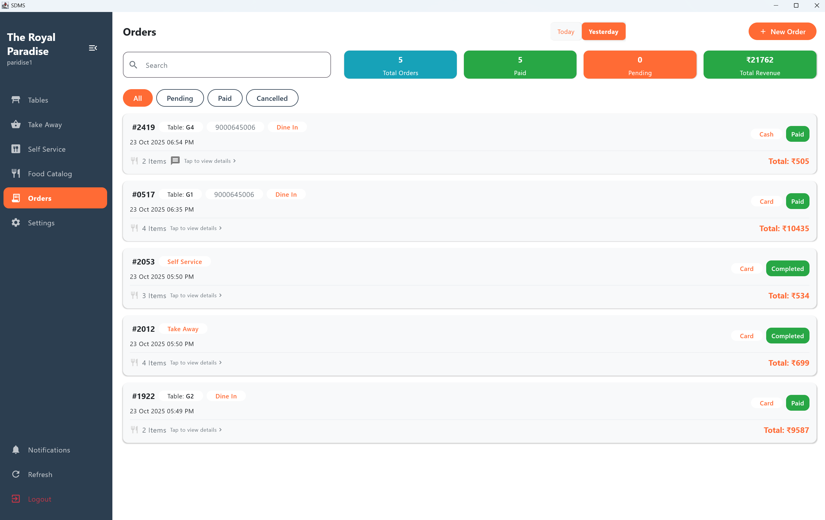 SDMS Order Management